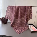 Silk square scarf featuring brown herringbone pattern and large FF monogram print - 90x90cm / Classic Monogram Coffee