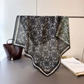 Double-sided herringbone silk square scarf with classic logo pattern and stripe border - 70*70cm / Black (FH1-1)
