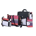 Stylish 4-piece fashion handbag set with classic checkered pattern and golden accents - Black