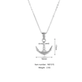 Collier avec pendentif ancre argenté orné de trois zircons blancs et chaîne fine - Style d'Ancre Argenté (N0131S)