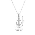 Pendentif ancre argenté serti de zircons blancs sur une chaîne pour un style nautique - Style d'Ancre Argenté (N0132S)