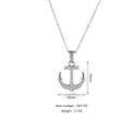 Pendentif ancre argenté avec cristaux scintillants et détails de dimensions précis - Style d'Ancre Argenté (N0133S)