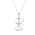 Pendentif ancre en argent poli avec zircons, hauteur 22mm, numéro d'article N0134S - Style d'Ancre Argenté (N0134S)