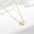 Minimalistisches Gold-Herz-Halsketten-Set mit funkelndem Zirkonia-Anhänger im Herzschliff - Halskette (N0124G-1) / Gold