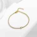Elegantes goldenes Tennisarmband mit herzförmigem Zirkonstein und verstellbarer Kette - Armband (B0011X-3) / Gold