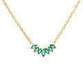 Collana con ciondolo a spiga dorata con zirconi verdi taglio marquise in acciaio - Oro Pietra Verde