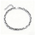 Bracciale a catena in acciaio inossidabile argento con chiusura a moschettone lucida - Bracciale a Catena Curb Lucido Argento / 5.5mm*18+4cm