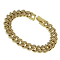 13mm iced out Cuban link bracelet in gold finish with dense rhinestone pavé - Gold (19cm)