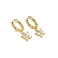 Elegant 18K gold plated butterfly hoop earrings with sparkling cubic zirconia inlay - Butterfly Hoop Earrings (E0086)