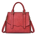 Bolso de mano vintage rojo para mujer en cuero granulado con herrajes dorados y correa - Rojo