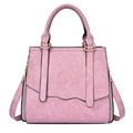 Bolso de mano rosa claro en cuero sintético con solapa ondulada y oro - Rosa