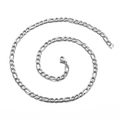 Collana Figaro in argento lucido con maglie in acciaio inossidabile e chiusura a moschettone - 45cm / Argento (larghezza 3mm)