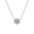 Collana placcata argento con ciondolo solitario in zircone a 6 griffe e catena O-link - Argento (Zircone Bianco)