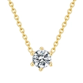 Collana classica in acciaio inossidabile placcato oro 18K con ciondolo in zircone a sei griffe - Oro (Zircone Bianco)