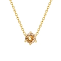 Collana classica in titanio placcata oro 18K con zircone champagne e montatura a griffe - Tono Oro (Zircone Champagne)