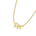 Élégant collier pendentif feuille dorée avec micro-pavé de zircons blancs sur chaîne - Or Zircon Blanc