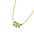 Collier branche bohème en or avec petites feuilles et pierres de zircone vertes - Or Zircon Vert