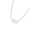 Collier branche d'olivier argenté pour femme orné de feuilles en zircone étincelantes - Couleur Acier Zircon Blanc