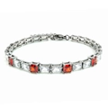 Bracciale tennis argento con zirconi rossi e trasparenti alternati dal taglio a smeraldo - Zirconia Rosso e Bianco (B0105S-3)