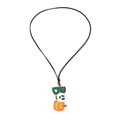 Collana Halloween BOO con lettera B verde, fantasma bianco e ciondolo zucca arancione - Colorato