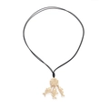 Colgante de concha y peces dorados en un collar ajustable de cordón negro - Colgante de Concha y Peces Estilo Oceánico (A)