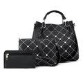 Ensemble de 3 sacs noirs matelassés avec broderie blanche et détails perles - Noir