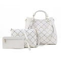 Ensemble 3 pièces de sacs blancs avec motif matelassé et perles pour femmes - Beige