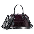 Sac à main en relief crocodile violet foncé et son portefeuille motif serpent bicolore - Ensemble 2 pièces (Sac à main + Portefeuille) / Violet