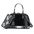 Sac à main noir effet crocodile avec anses motif serpent et portefeuille assorti - Ensemble 2 pièces (Sac à main + Portefeuille) / Noir