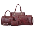 Ensemble de 6 sacs à main bordeaux en cuir PU avec cabas, sac bandoulière et pochette - Bordeaux