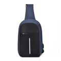 Sacoche antivol bleu foncé avec port USB et bande réfléchissante verticale pour homme - Bleu