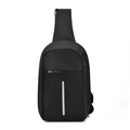 Sac bandoulière antivol homme noir et gris foncé avec bande réfléchissante - Noir