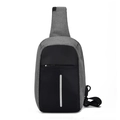 Sac de poitrine antivol pour hommes avec port USB en design gris et noir élégant - Gris