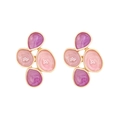 Orecchini geometrici in smalto marmorizzato con bordo dorato e micro perle - Sfumato Viola/Rosa (Colore Misto)