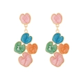 Orecchini pendenti fiori in smalto colorato con cuori a strati e micro perle chic - Multicolore