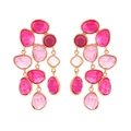 Lussuosi orecchini a nappa rosa con cristalli di resina e finiture in metallo dorato - Rosa Rosso