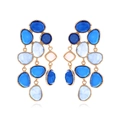 Orecchini a nappa multistrato con gemme blu e montatura in oro di lusso - Blu