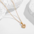 Elegant gold heart pendant necklace featuring delicate micro-paved crystals for women - Heart Necklace (N0044)