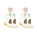 Emaille-Perlenohrringe mit weißen Westernstiefel-Anhängern und bunten Akzenten - Cowboy-Stiefel-Stil (Gemischte Farben)