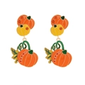 Übergroße Halloween Kürbis Ohrhänger mit Emaille-Verzierung und roten Glitzersteinen - Mehrfarbig