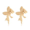 Boucles d'oreilles ange dorées vintage avec ailes texturées et design de déesse mythique - Or
