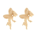 Vintage golden angel wings stud earrings with textured finish in flying fairy design - Gold