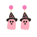 Orecchini a forma di fantasma di Halloween in smalto rosa e cappello da strega nero - Fantasma Rosa Cappello da Strega (Colore Misto)
