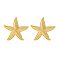 Pendientes de estrella de mar dorada con textura realista y estilo vintage francés de lujo - Dorado
