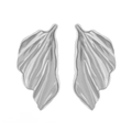 Vintage silver alloy leaf earrings with a textured 3D petal design and metallic finish - Silver