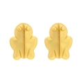 Matte gold butterfly stud earrings with textured center detail on white background - Gold