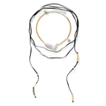 Vintage multi-layer necklace with cowboy boot pendant and stars on black cords - Multi-layered Cowboy Style (A)