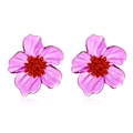 Pendientes de flores de resina púrpura con estambres de cuentas rojas estilo bohemio - Morado