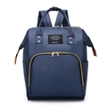 Zaino impermeabile blu scuro da donna con cerniera dorata e tasche laterali - Blu