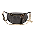 Sparkling black rhinestone crossbody bag with gold chain strap and large ring zippers - Silver Rhinestone (White)